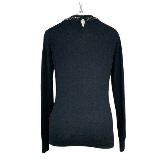 TED BAKER Sweater Halie Black Cashmere Silk Beaded Neckline Size XS - Picture 2 of 13